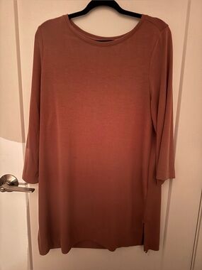 Simons Contemporaine Women's Long Sleeve Shift Dress in Warm Terracotta large